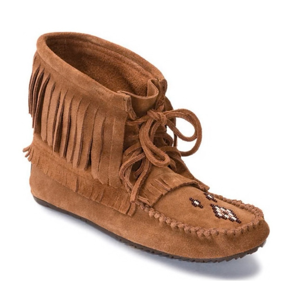 Manitobah Mukluks Harvester Suede Moccasin Women's Size 6 Suede Fringe Boho